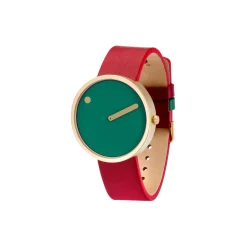 PICTO armbåndsur, dusty green/matt gold/ruby red