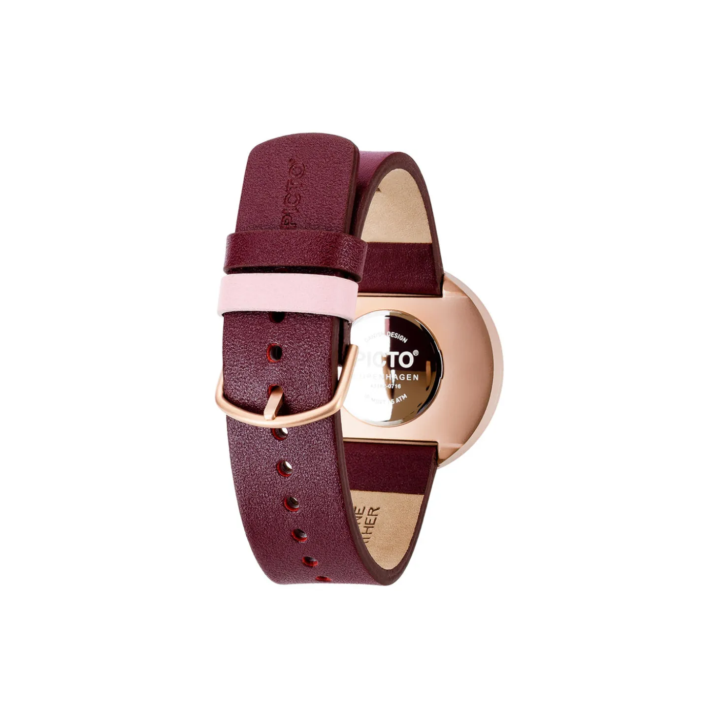 Picto Wrist Watch, dusty rose pink/burgundy red