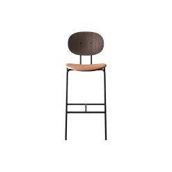PIET HEIN Bar Chair, oiled walnut/Silk Cognac