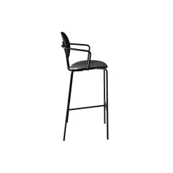 PIET HEIN Bar Chair with Arms, black lacquered oak/Solid Black 509