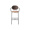 PIET HEIN Bar Chair with Arms, oiled walnut/Silk Cognac