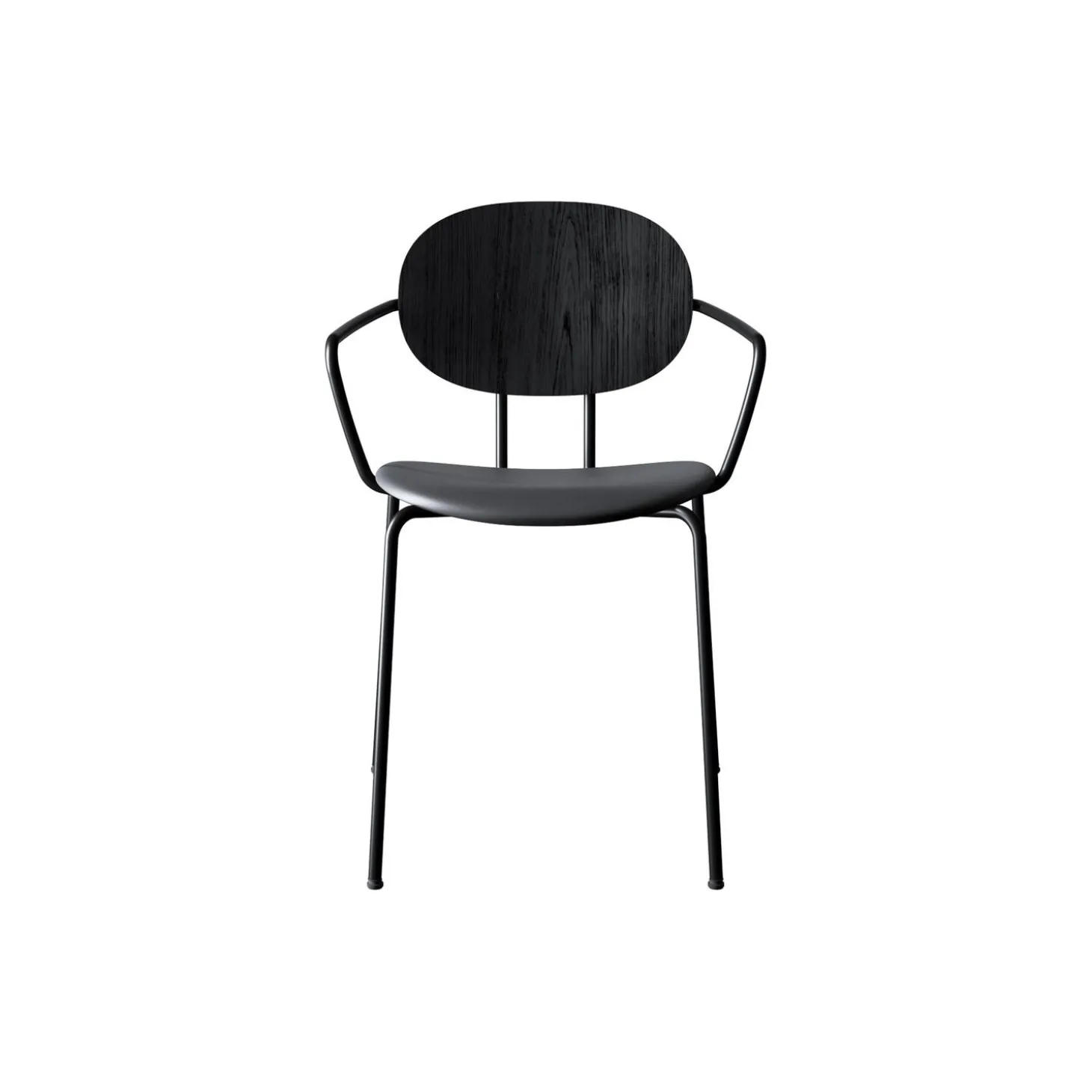 PIET HEIN Chair with Arms, black lacquered oak/Solid Black 509