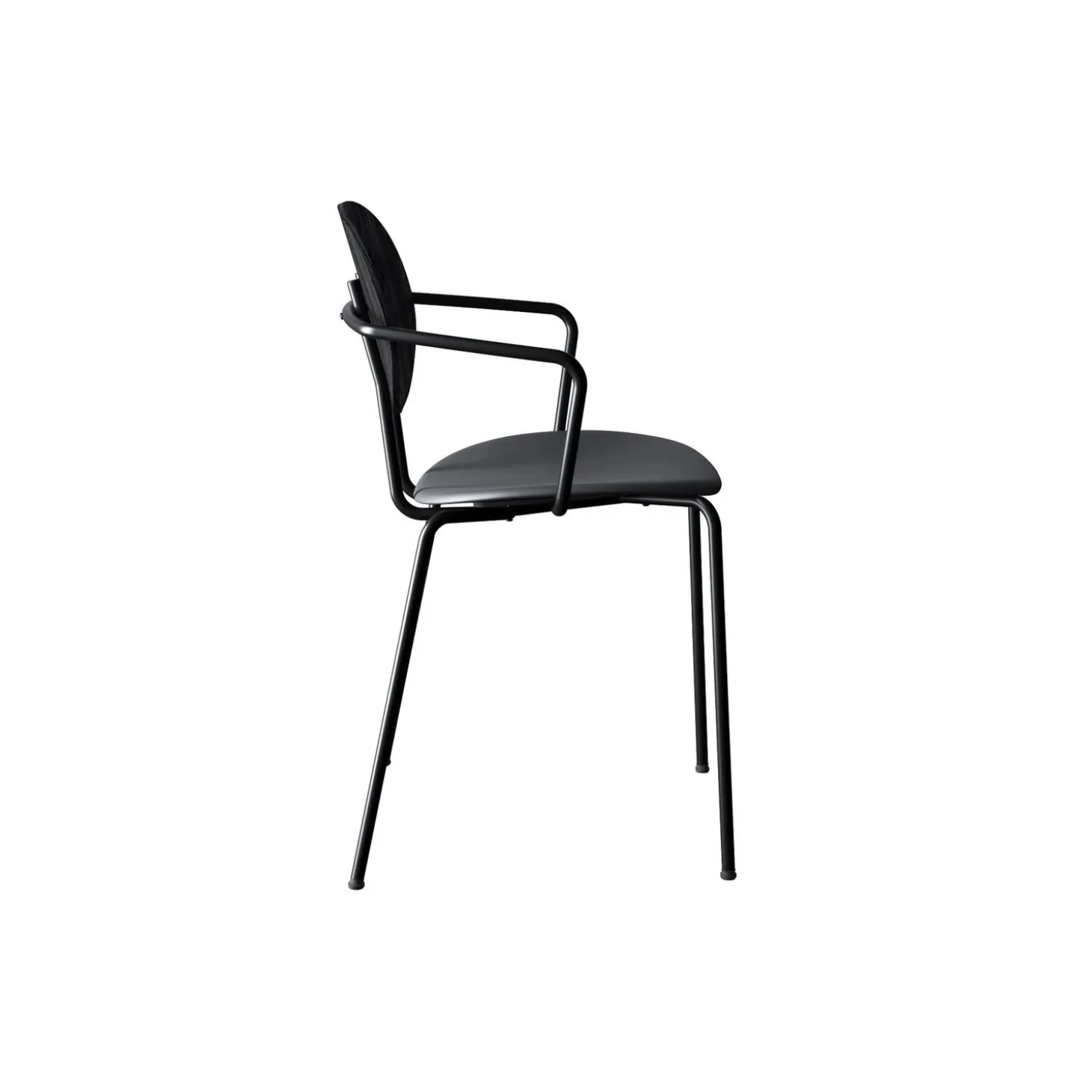 PIET HEIN Chair with Arms, black lacquered oak/Solid Black 509