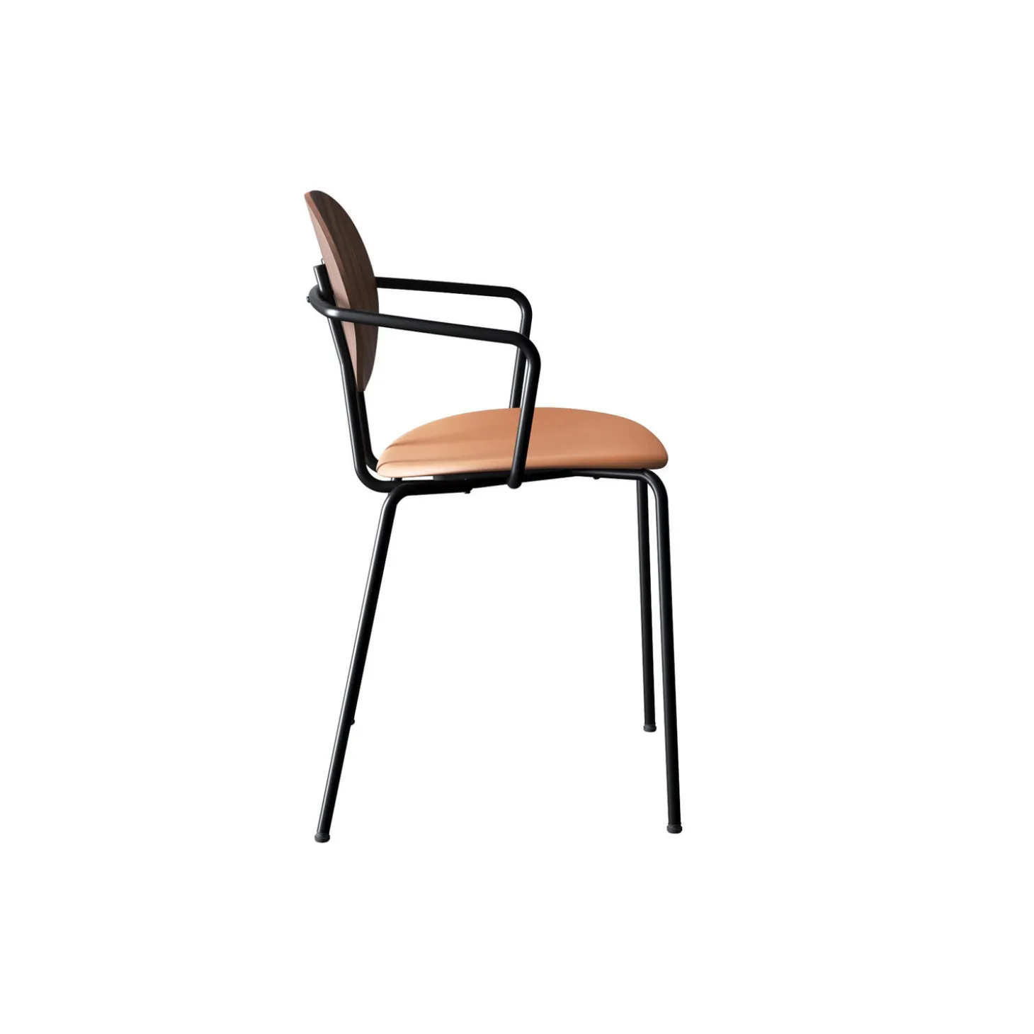 PIET HEIN Chair with Arms, oiled walnut/Silk Cognac