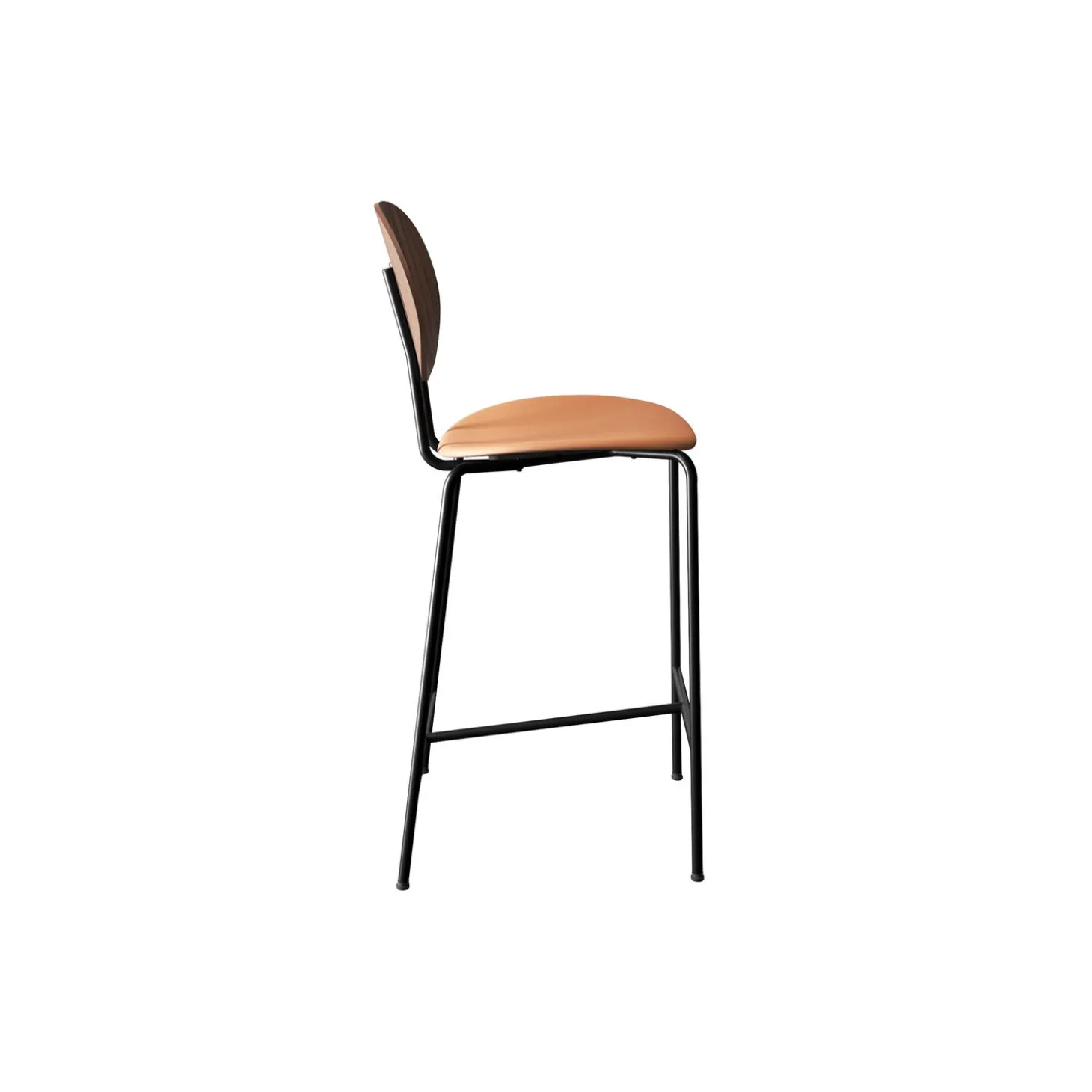 PIET HEIN Counter Chair, oiled walnut/Silk Cognac