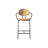 PIET HEIN Counter Chair with Arms, hvidpigmenteret eg/Silk Cognac