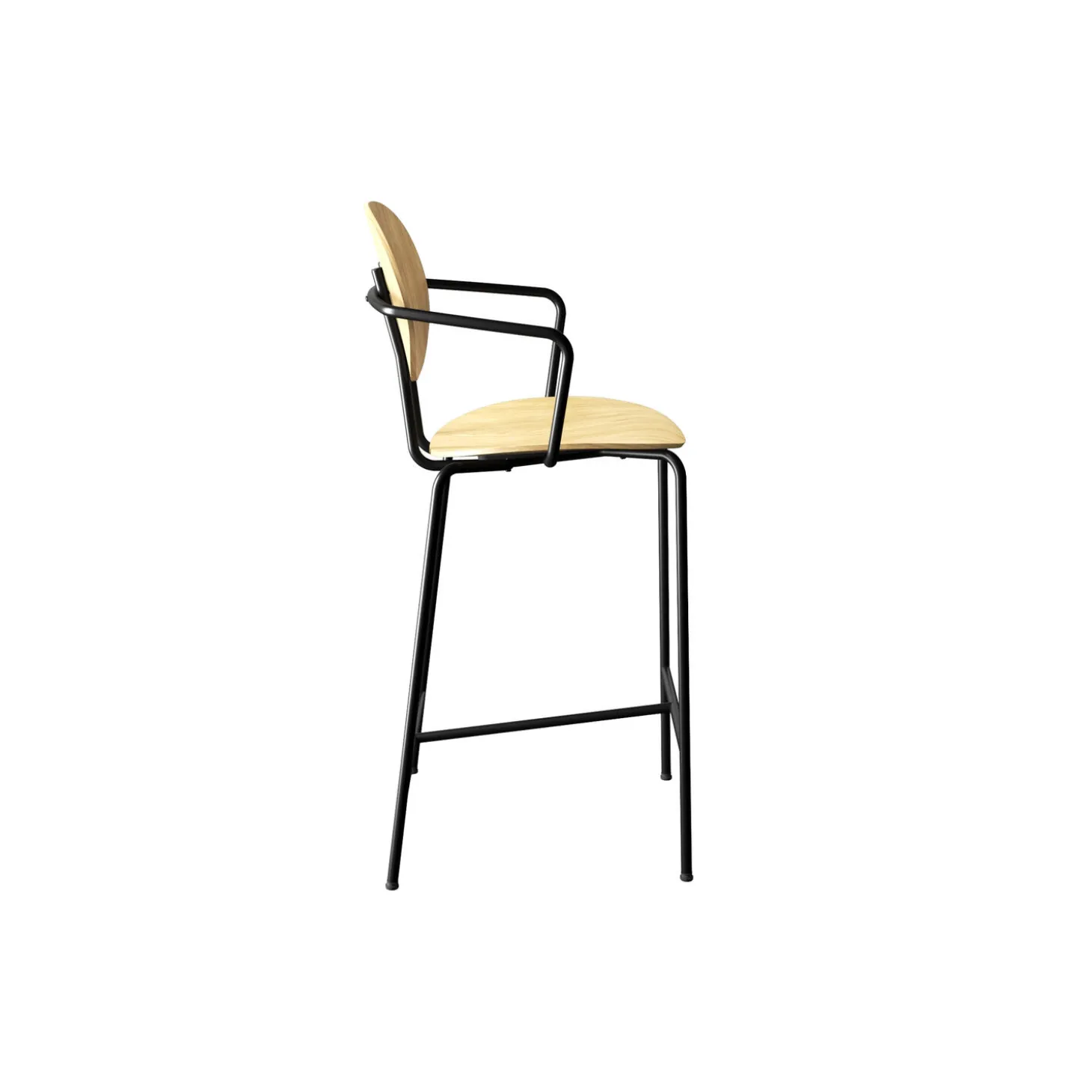 PIET HEIN Counter Chair with Arms, hvidpigmenteret eg