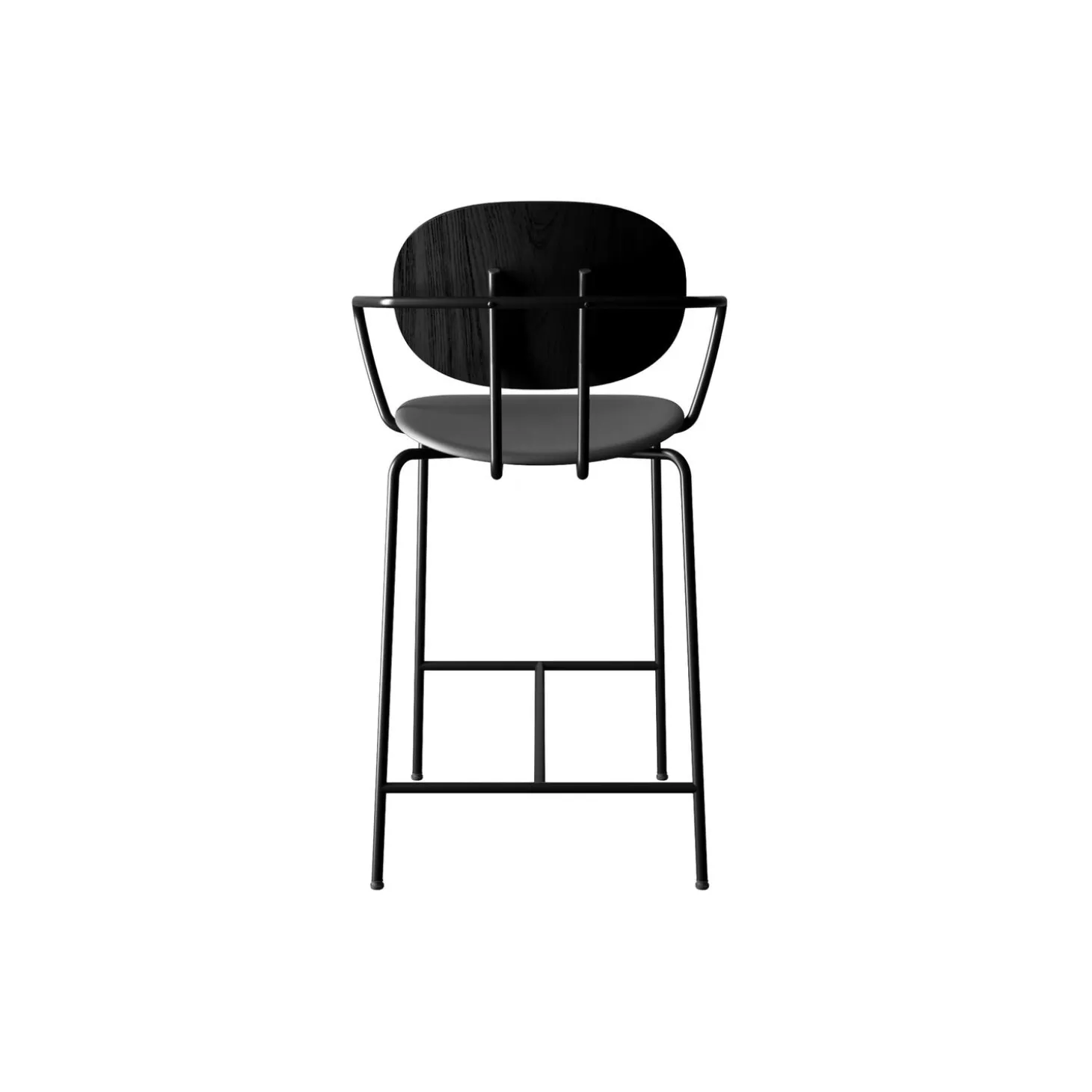 PIET HEIN Counter Chair with Arms, black lacquered oak/Solid Black 509