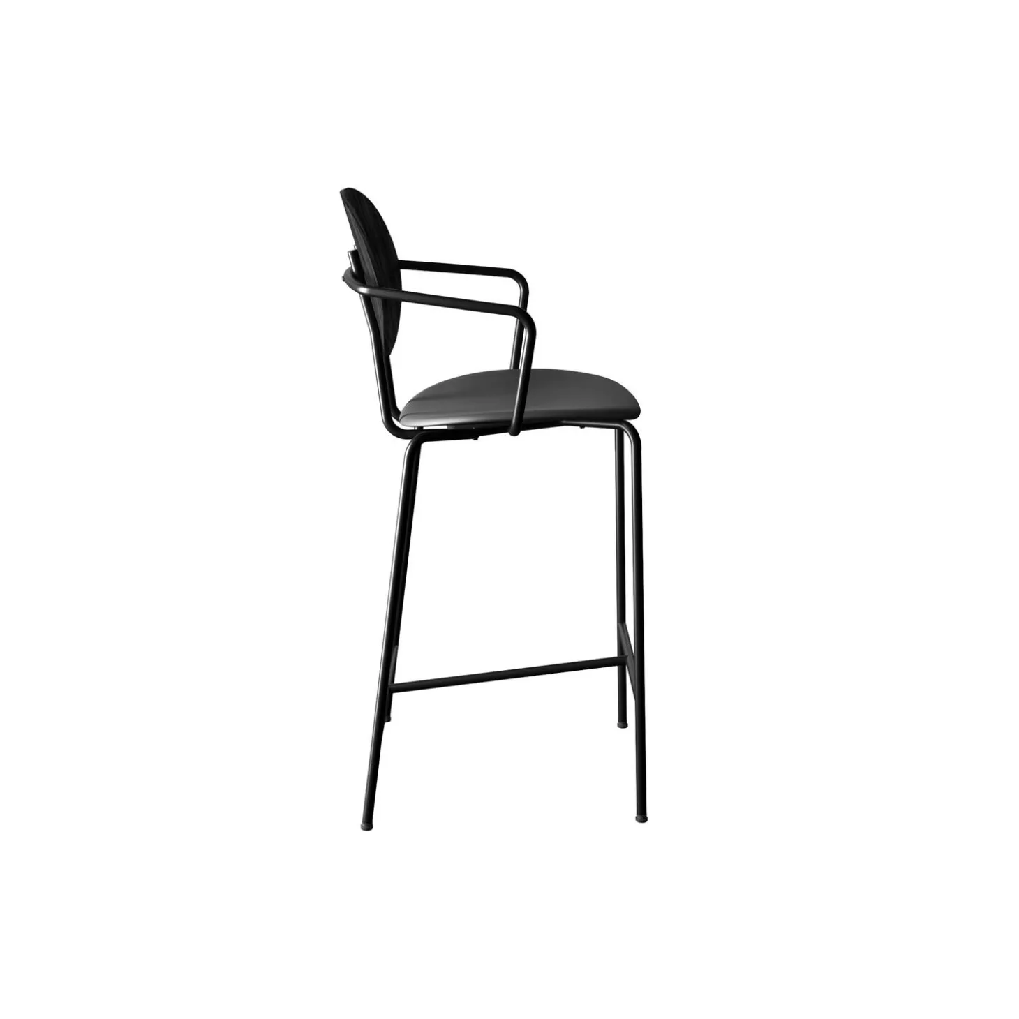 PIET HEIN Counter Chair with Arms, black lacquered oak/Solid Black 509