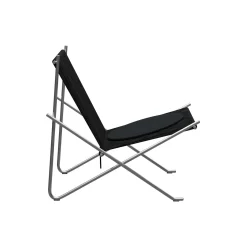 PK4™ stol med hynde, matpoleret rustfrit stål/sort/sort kanvas