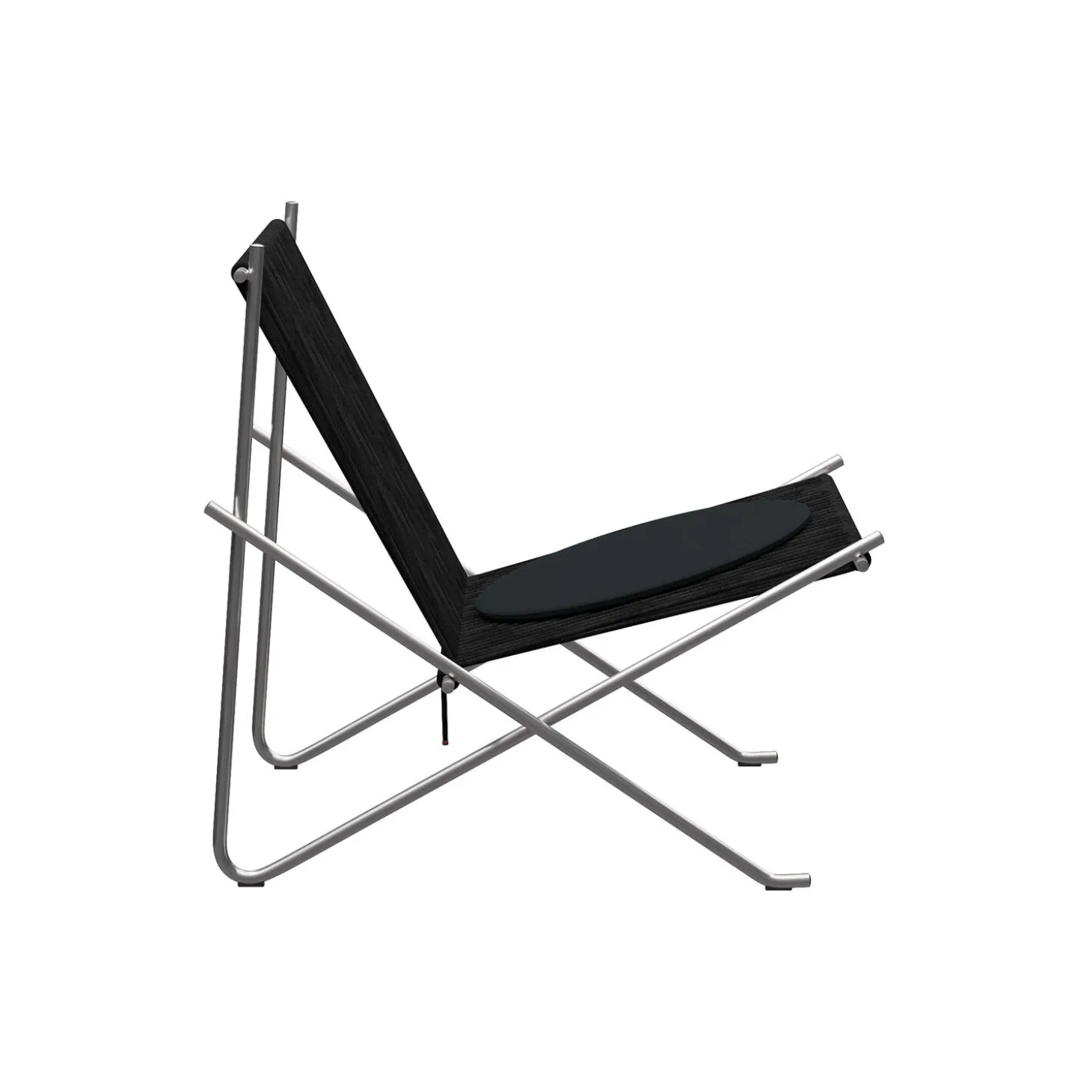 PK4™ stol med hynde, matpoleret rustfrit stål/sort/sort kanvas