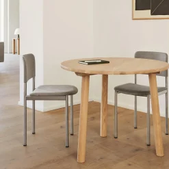 Plan Chair Fully Upholstered, brushed steel/Re-wool 128