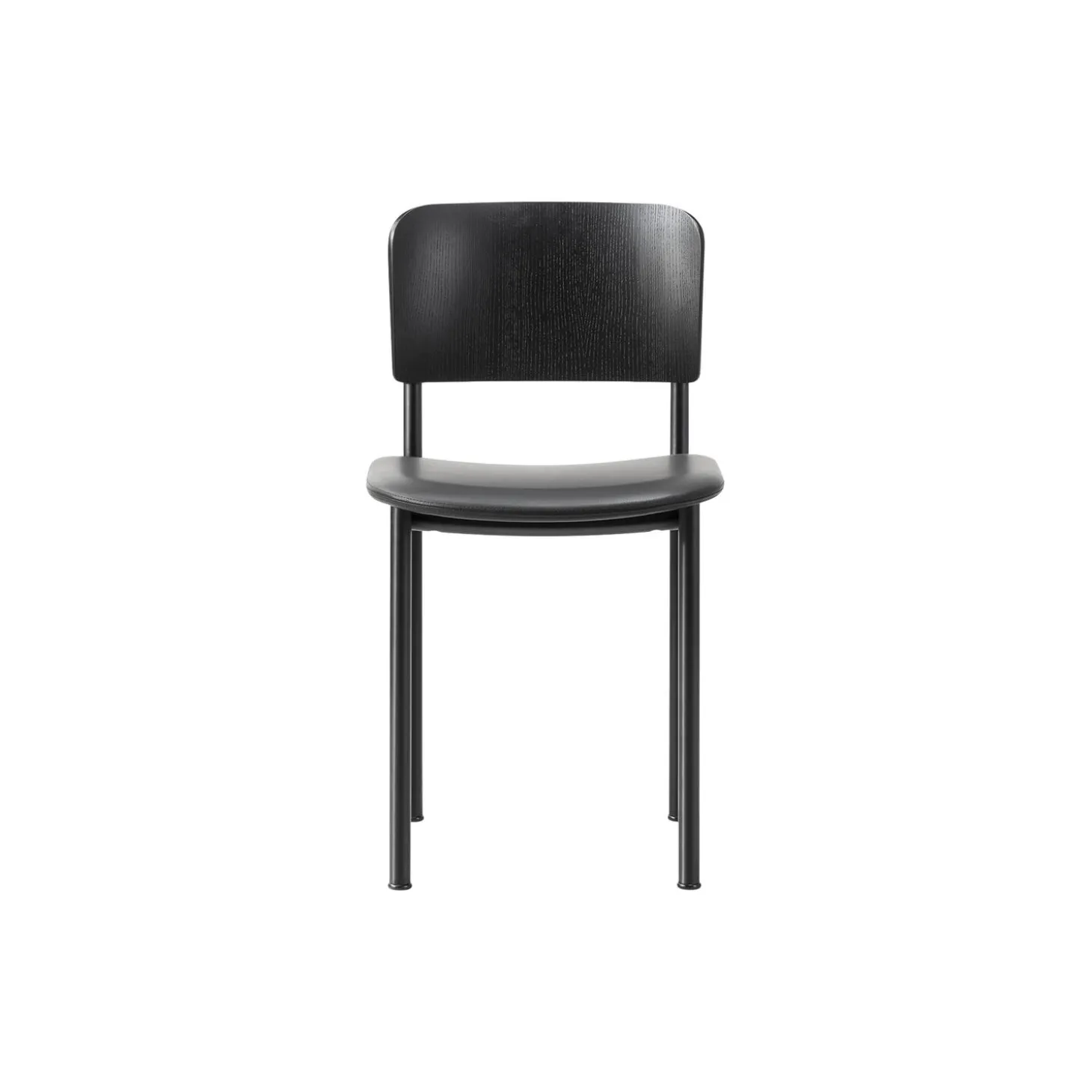 Plan Chair Seat Upholstered, black lacquered ash/Omni 301