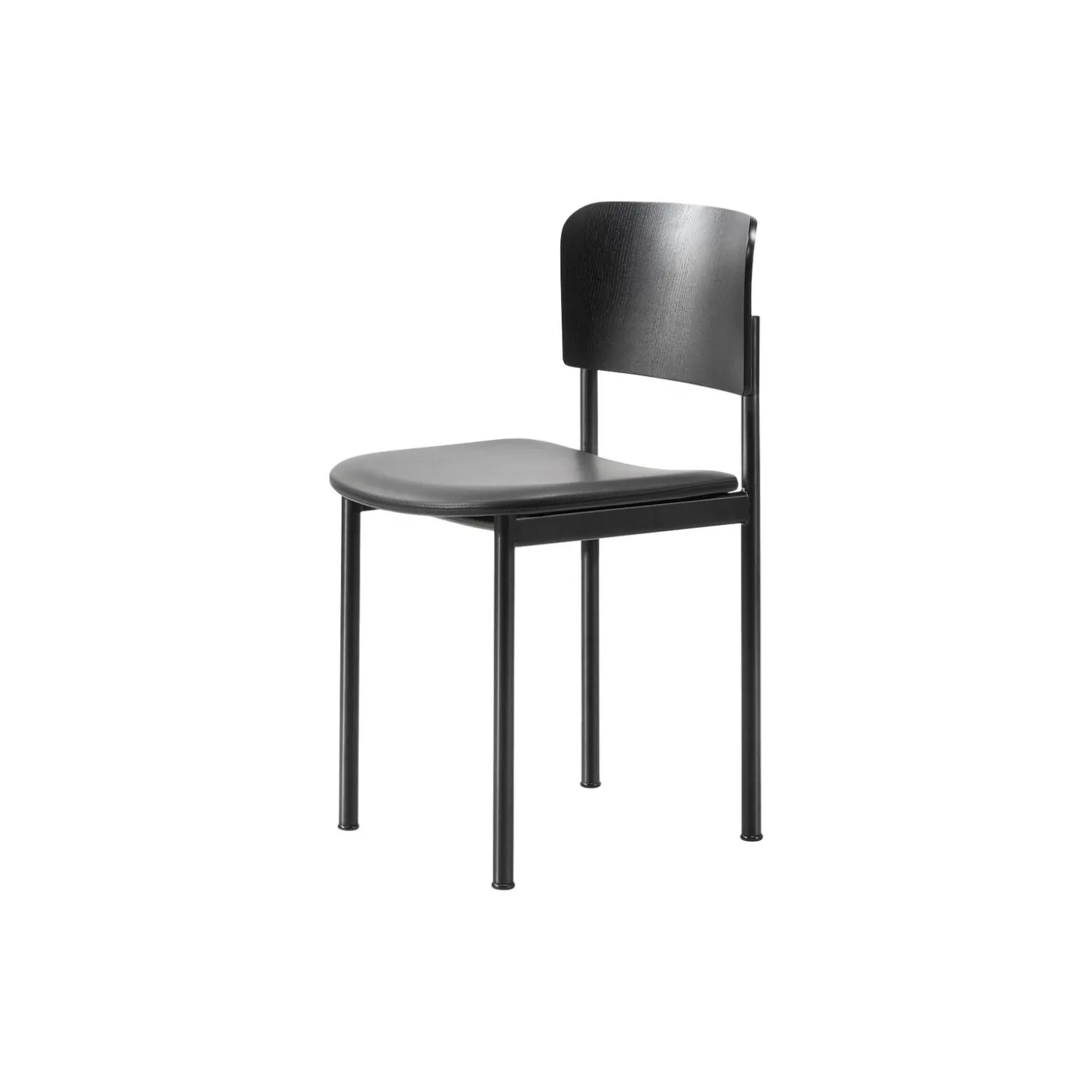 Plan Chair Seat Upholstered, black lacquered ash/Omni 301