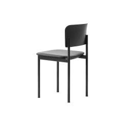 Plan Chair Seat Upholstered, black lacquered ash/Omni 301
