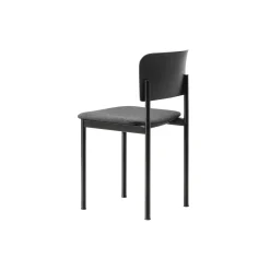 Plan Chair Seat Upholstered, black lacquered ash/Re-wool 198