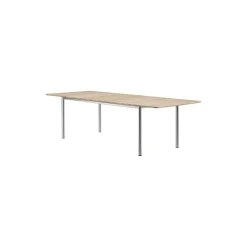 Plan Table Extendable, light oiled oak/brushed steel