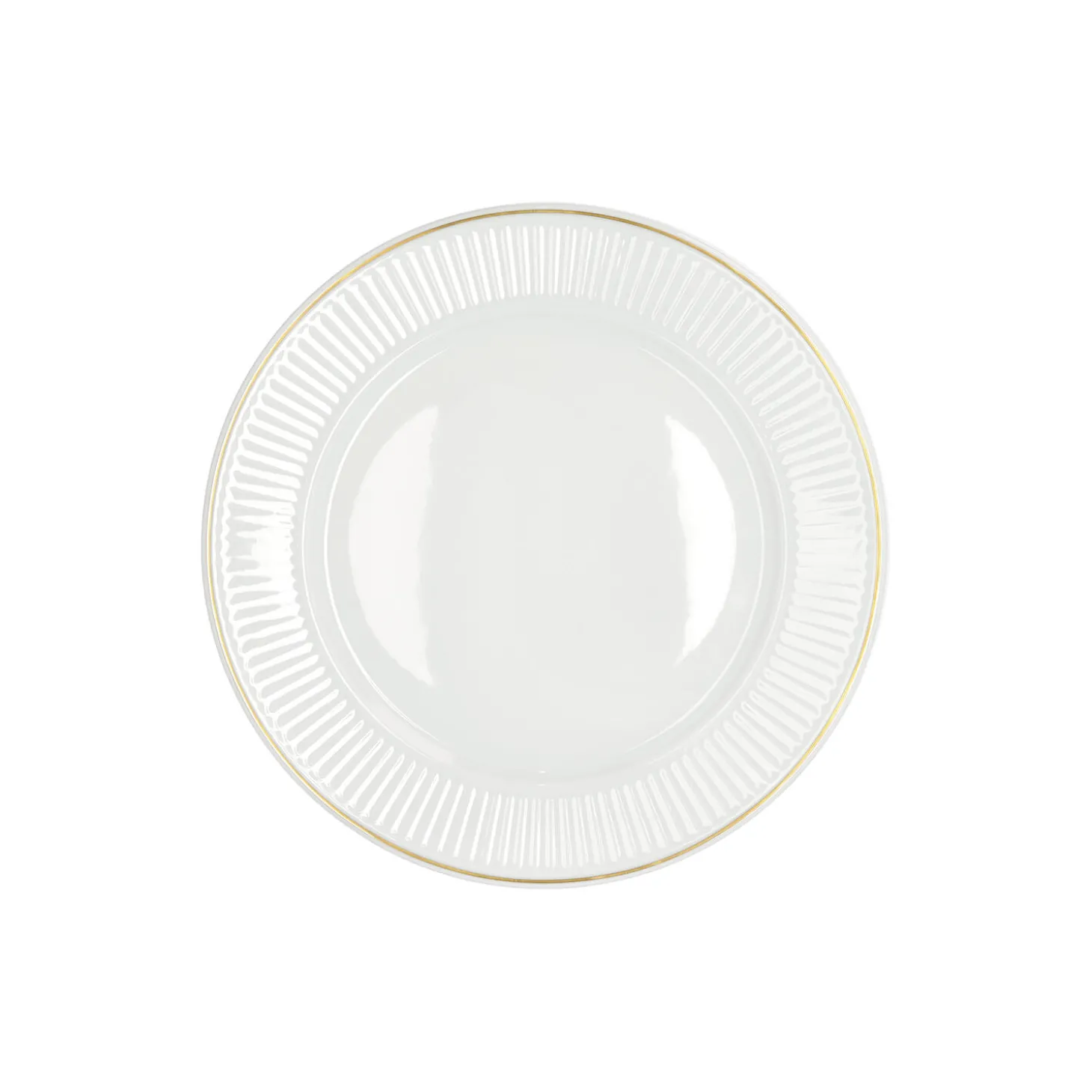 Plissé tallerken Ø 22 cm, hvid/guld