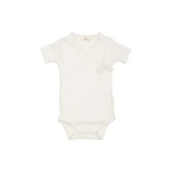 Pointelle Heart Crossover Body SS, cream