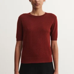 Pointelle Tee, cranberry