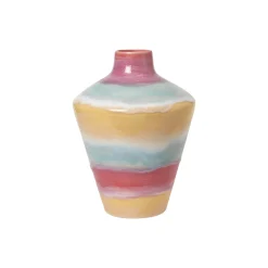 Poppery vase med æble, pink/mint/gul