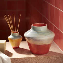 Poppery vase, mint/pink