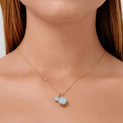 Prime Vedhæng, gold/milky aqua