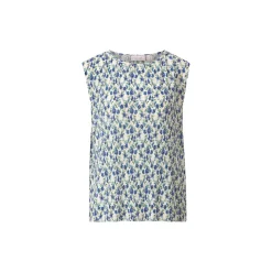 Printed Crinkle Top, palace blue