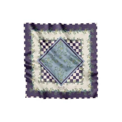 Purple Flower Dot Checker silketørklæde
