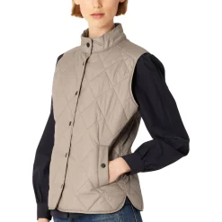 Quilted Short Vest, greige