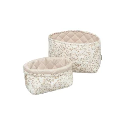 Quiltet opbevaringskurv 2-pak, lierre/almond
