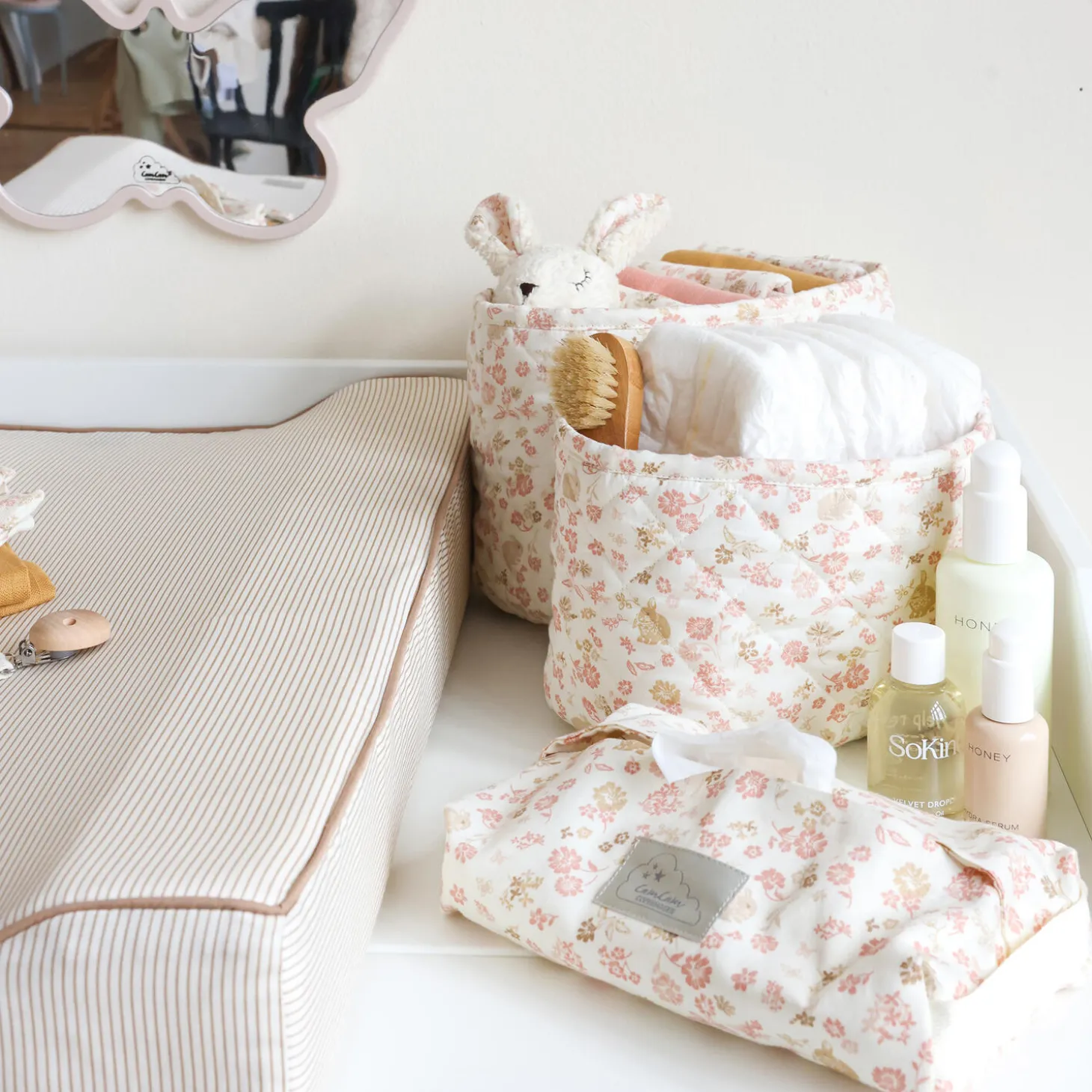 Quiltet opbevaringskurv 2-pak, augusta