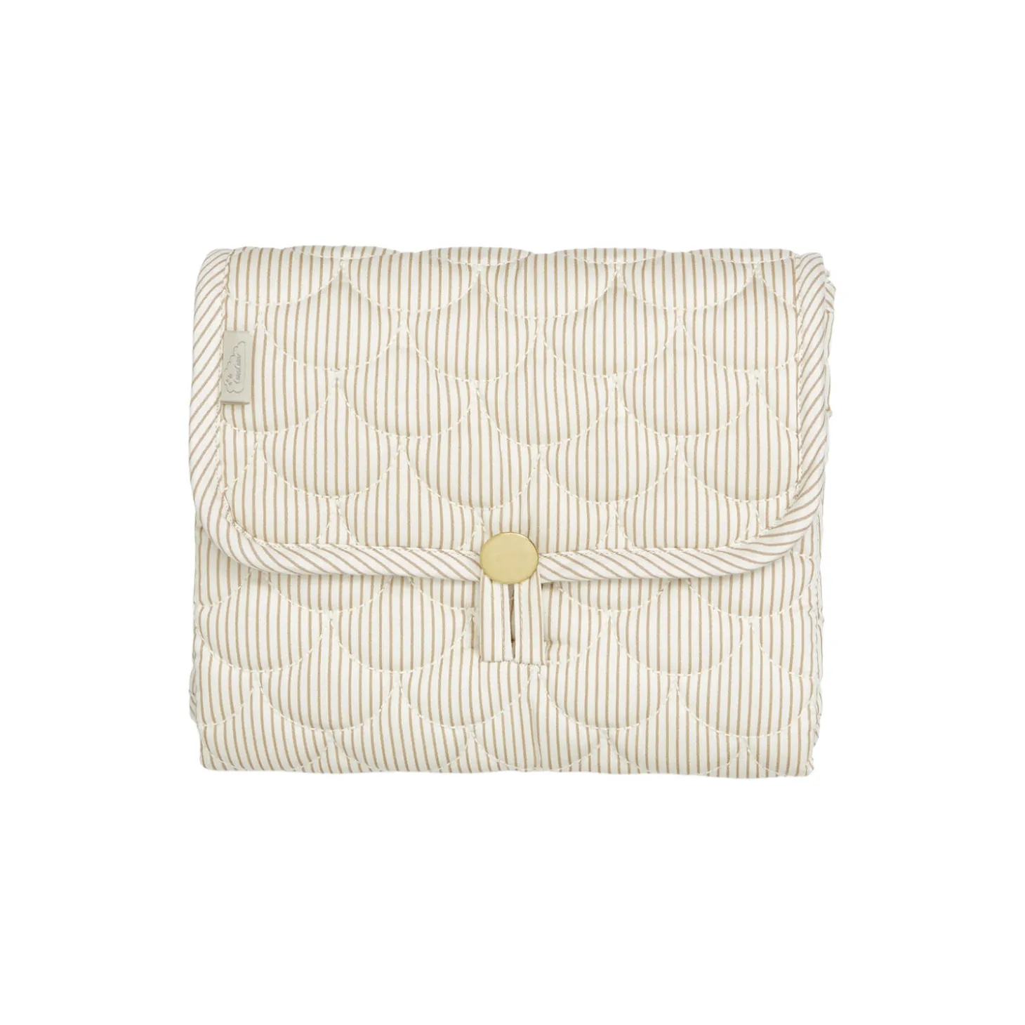 Quiltet pusleunderlag, classic stripes camel