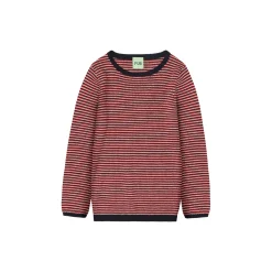 Rib Blouse, ecru/dark navy/signal red
