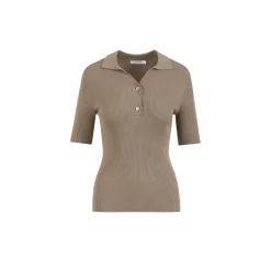 Rib knit polo, taupe sand