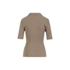 Rib knit polo, taupe sand
