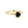 Ring med lille natursten, guld/sort onyx