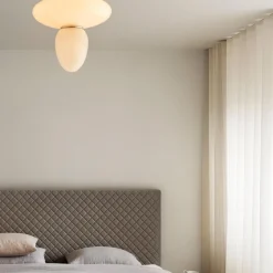 Rizzatto 42 Ceiling Lamp, satin silver/opal