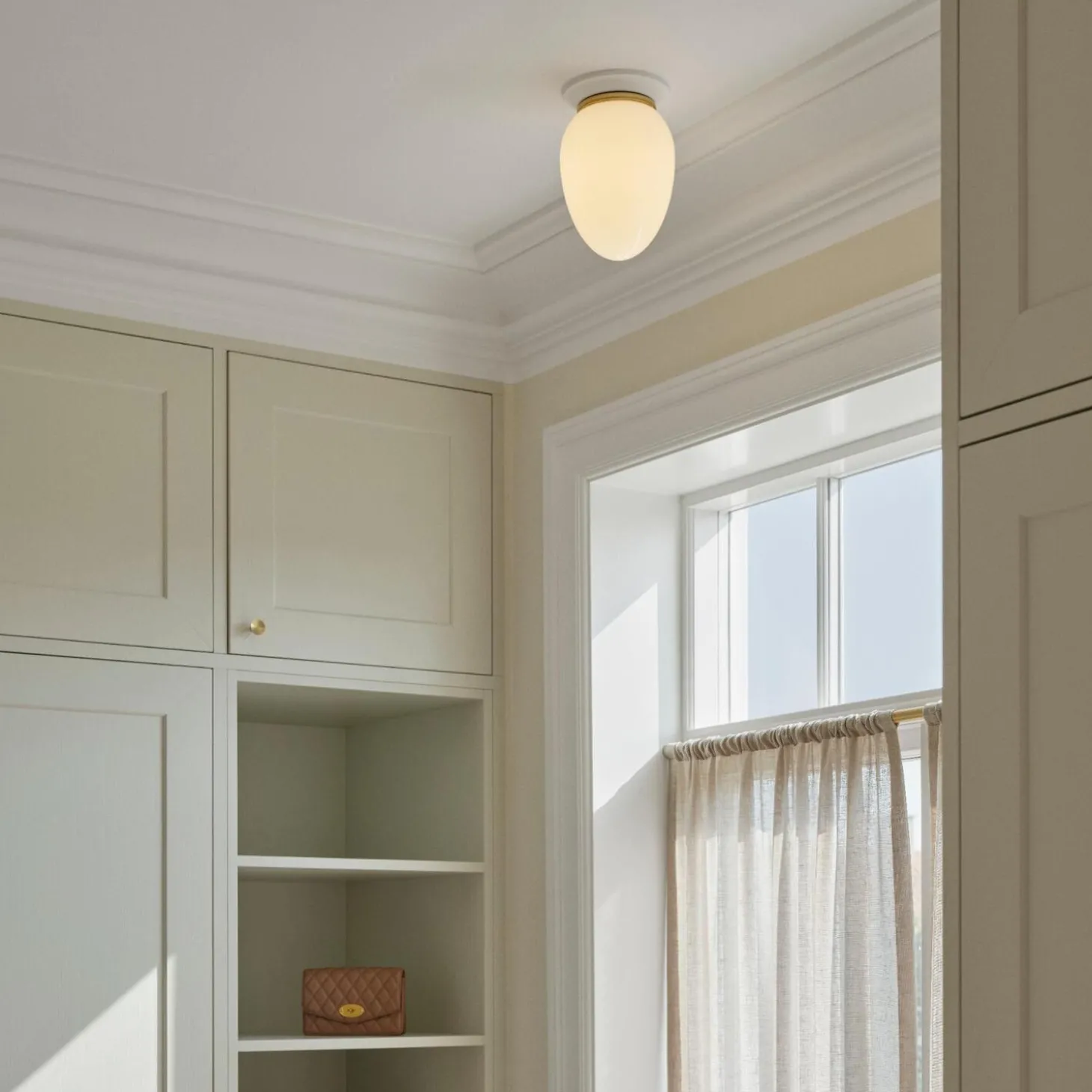 Rizzatto 171 Ceiling Lamp, satin brass/opal