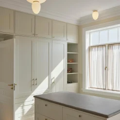 Rizzatto 171 Ceiling Lamp, satin brass/opal