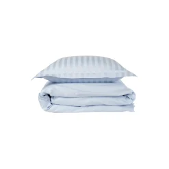 Satinvævet bred strib sengetøj, lyseblå