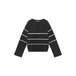 Sea Stripe Sweater, black/wheat