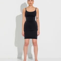 Second Skin Slip Dress, black