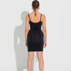 Second Skin Slip Dress, black