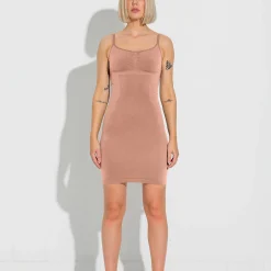 Second Skin Slip Dress, tan