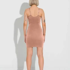 Second Skin Slip Dress, tan