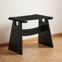 Seto Stool, black lacquered oak/black