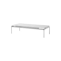 Sett LN12 Coffee Table, bianco carrara marble/dark chrome