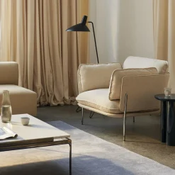 Sett LN13 Coffee Table, bianco carrara marble/dark chrome