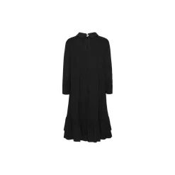 Short Dress With Flounce, black